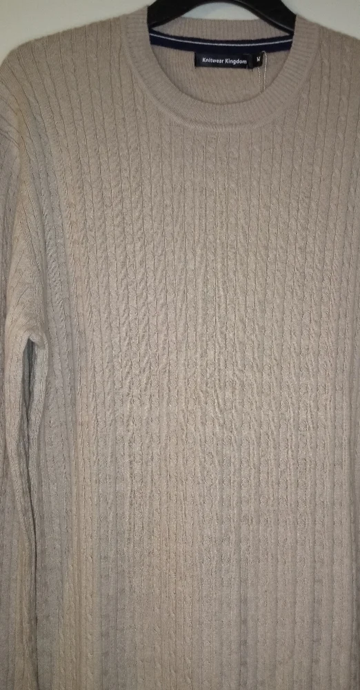 knitwear kingdom Khaki crewneck cable-knit long sleeve Sweater